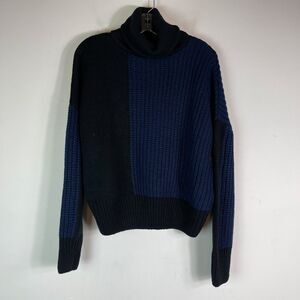 Topshop NWOT Blue Knitted Color Block Roll Neck Sweater Size 2